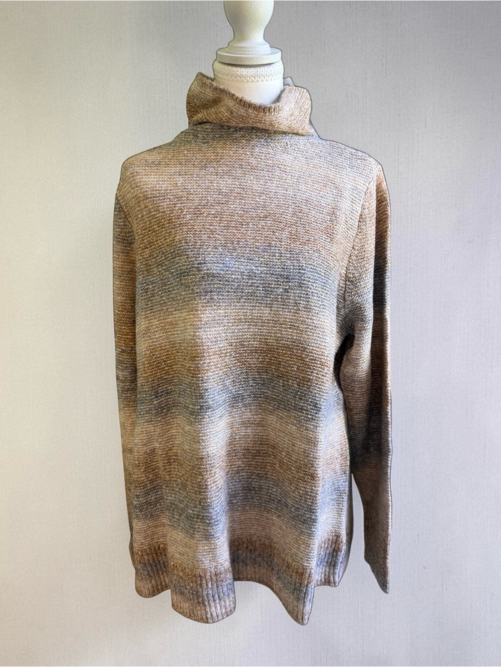 New J. Jill Wearever Collection Beige Stripe Sweater Sz L